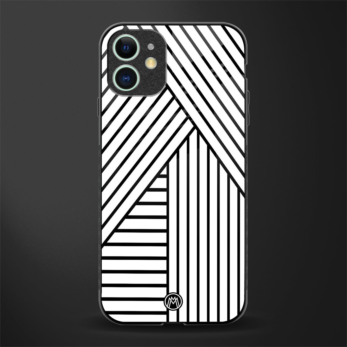 classic white black patten glass case for iphone 12 image