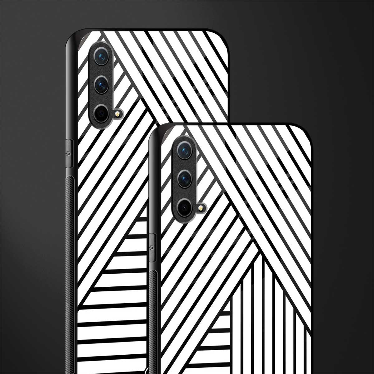 classic white black patten glass case for oneplus nord ce 5g image-2
