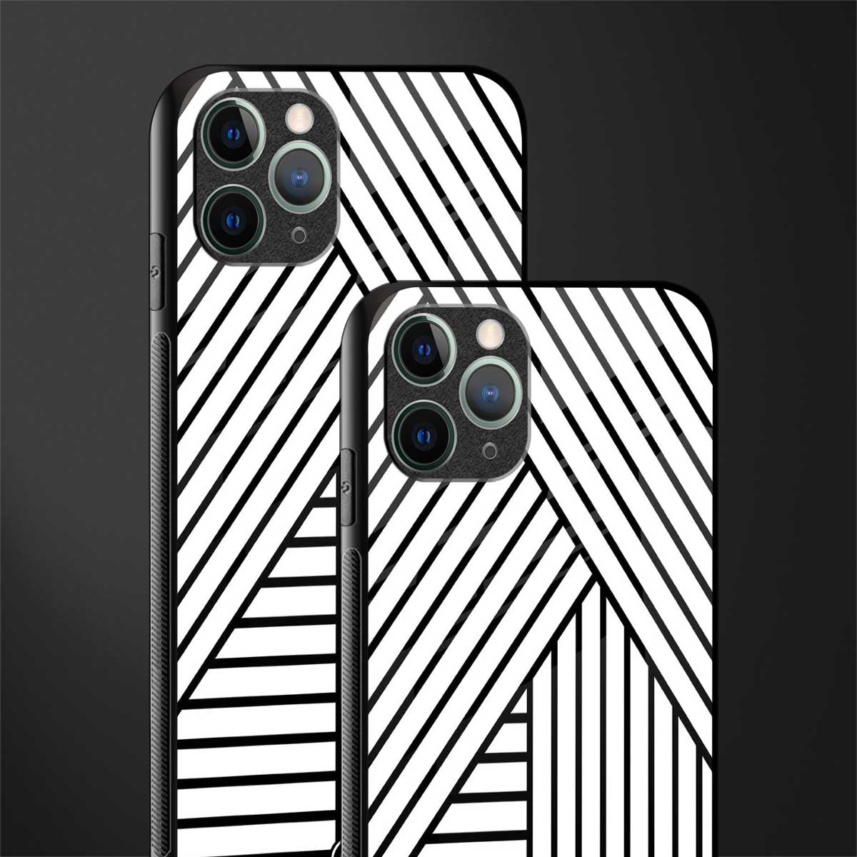 classic white black patten glass case for iphone 11 pro max image-2