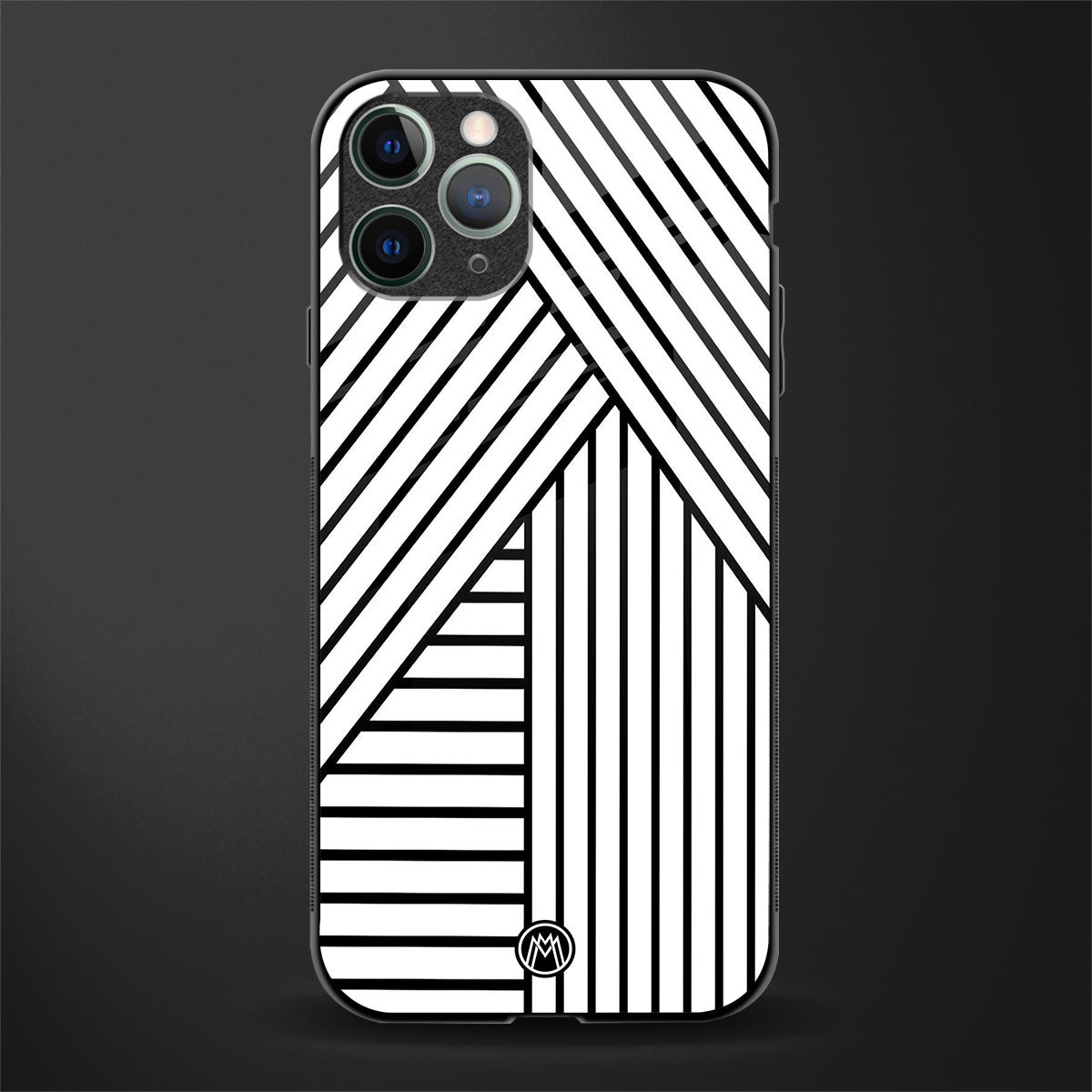 classic white black patten glass case for iphone 11 pro image