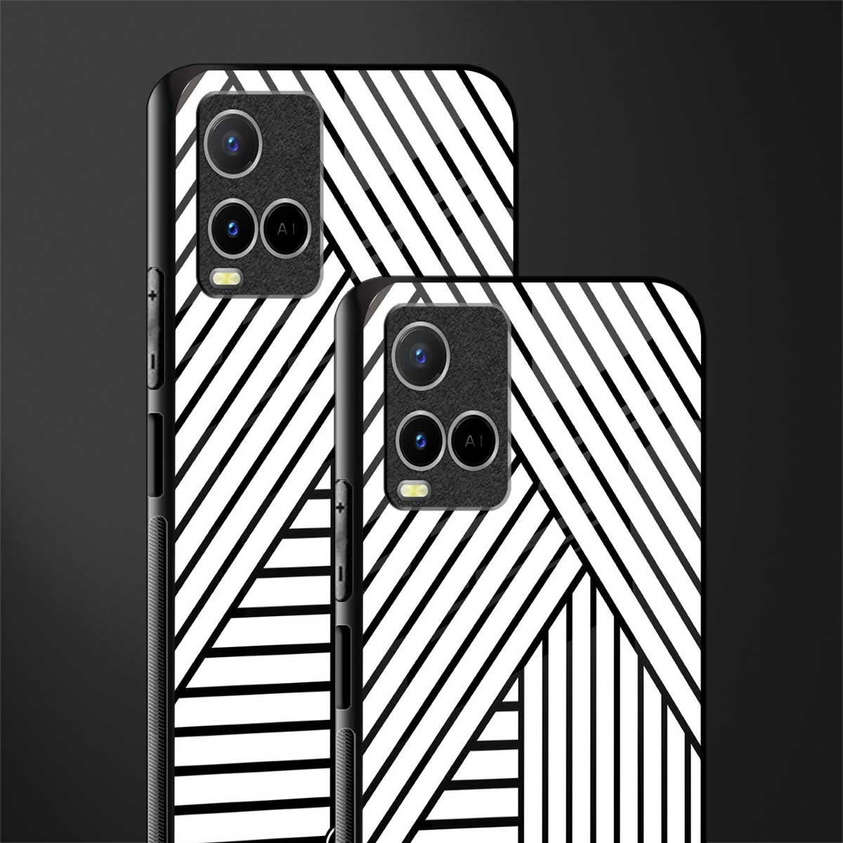 classic white black patten glass case for vivo y33s vivo y33t image-2