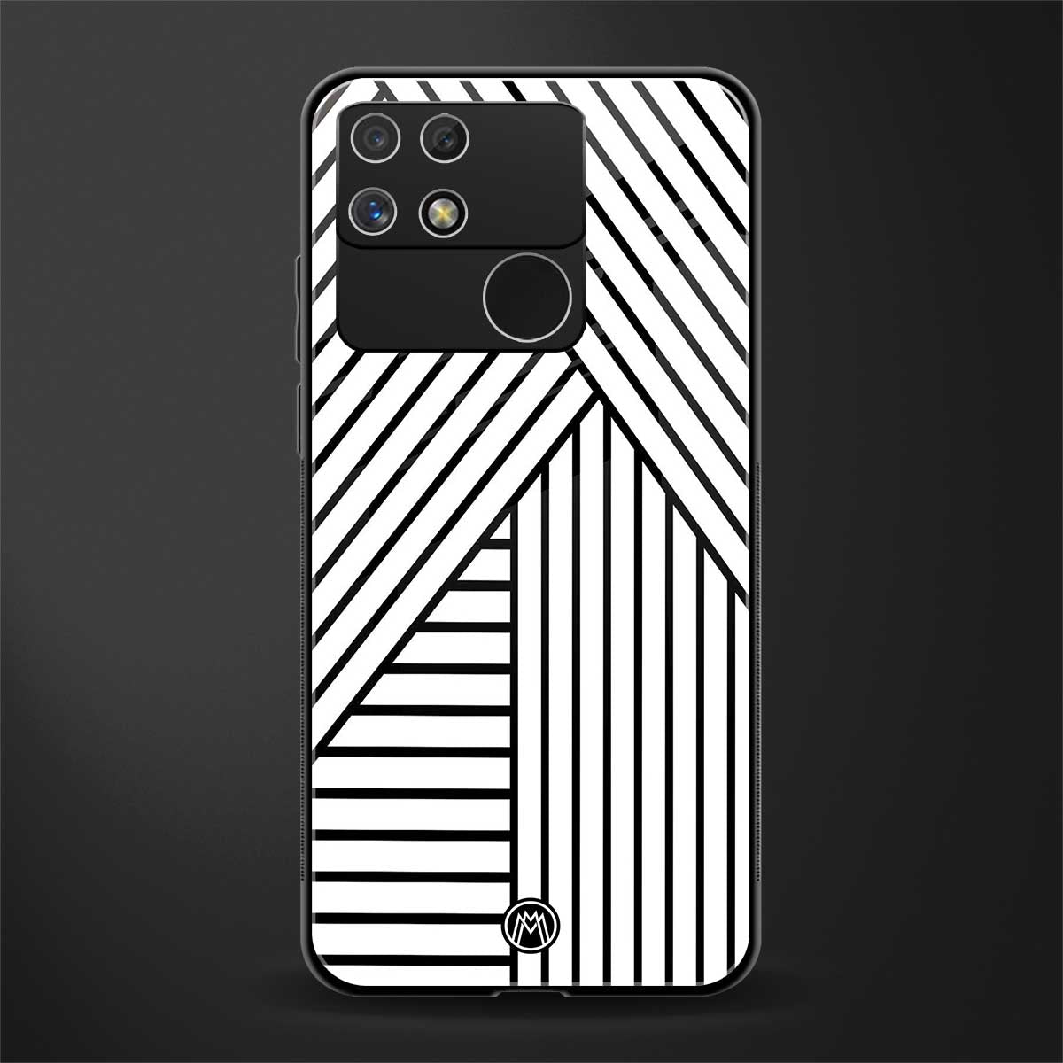 classic white black patten back phone cover | glass case for realme narzo 50a