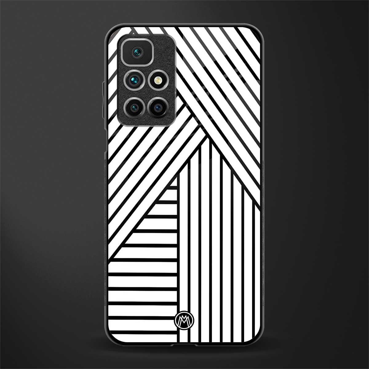 classic white black patten glass case for redmi 10 prime image