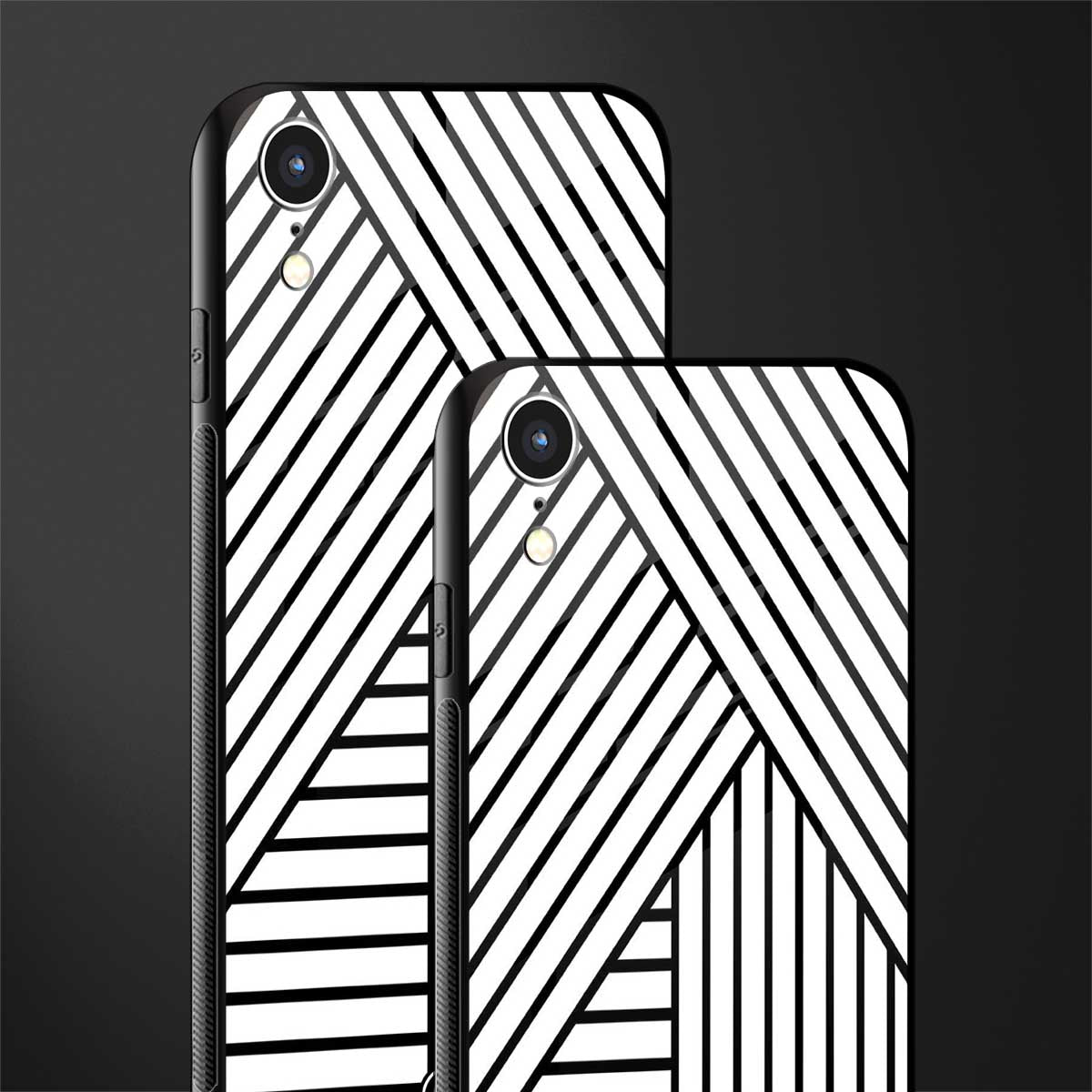 classic white black patten glass case for iphone xr image-2