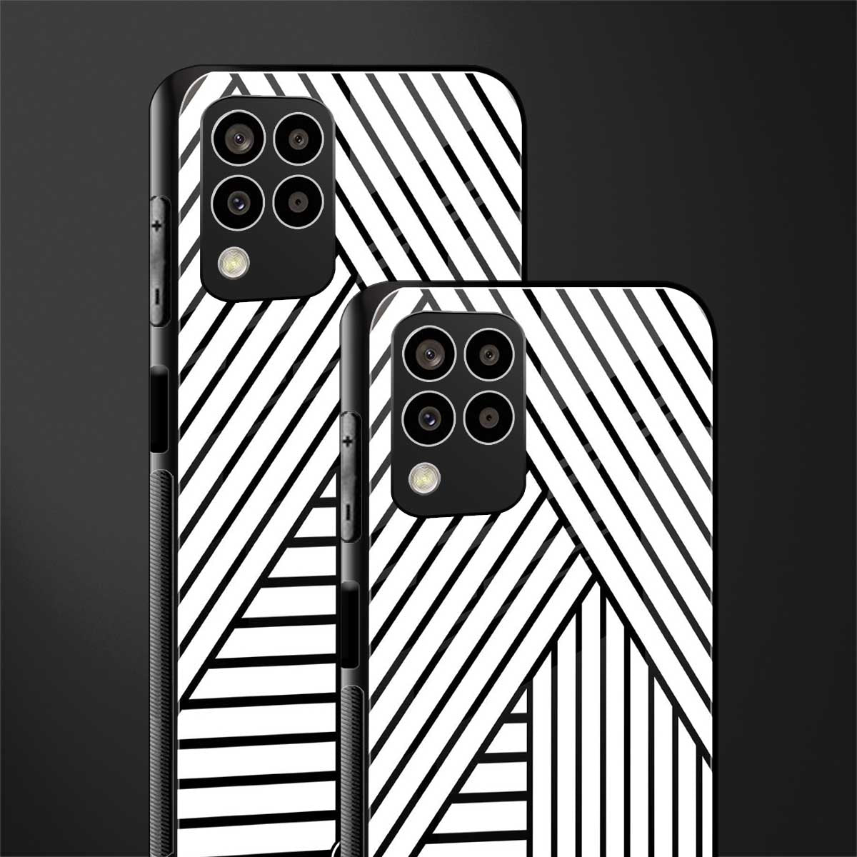 classic white black patten back phone cover | glass case for samsung galaxy m33 5g