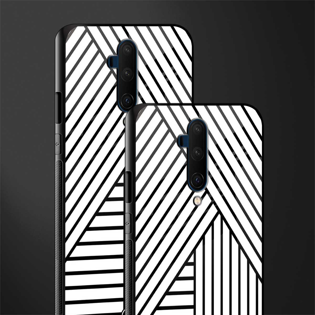 classic white black patten glass case for oneplus 7t pro image-2