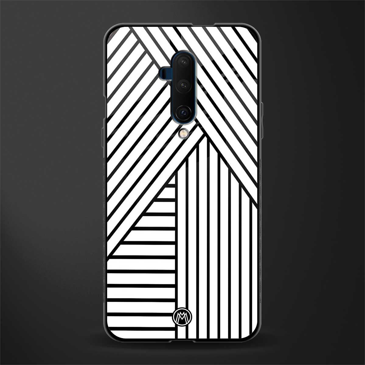 classic white black patten glass case for oneplus 7t pro image