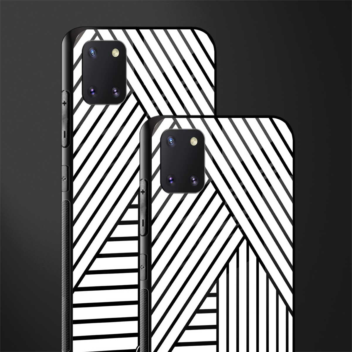 classic white black patten glass case for samsung a81 image-2