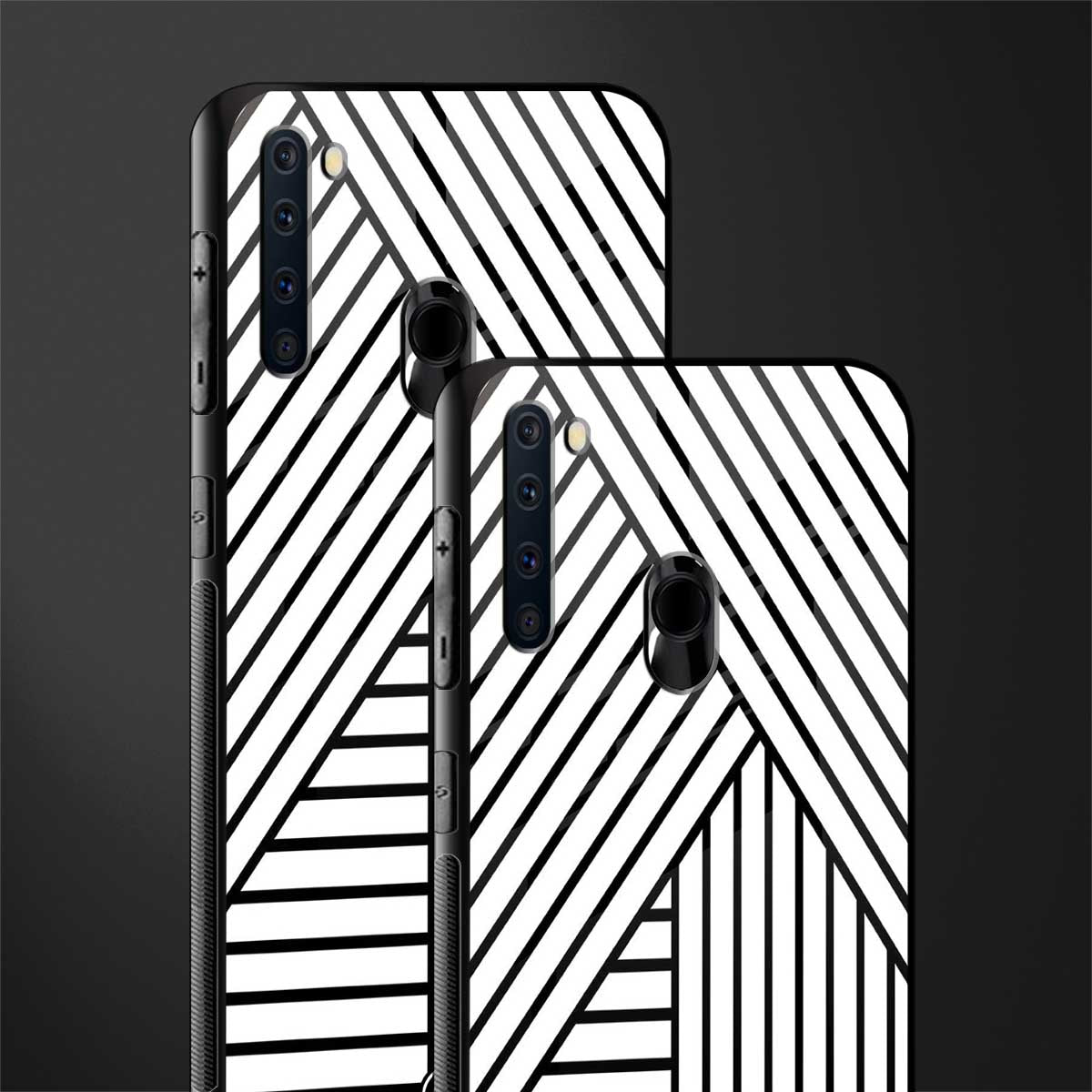 classic white black patten glass case for samsung a21 image-2