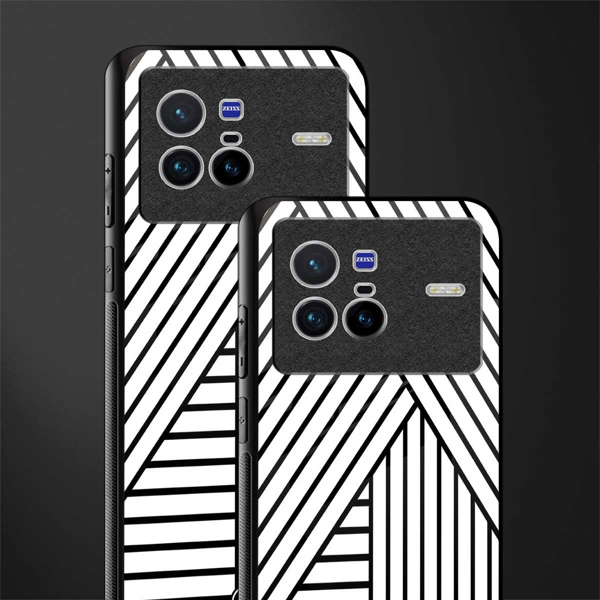 classic white black patten glass case for vivo x80 image-2