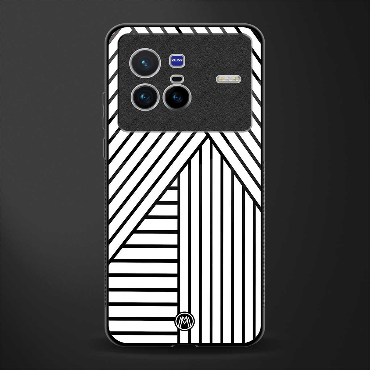 classic white black patten glass case for vivo x80 image