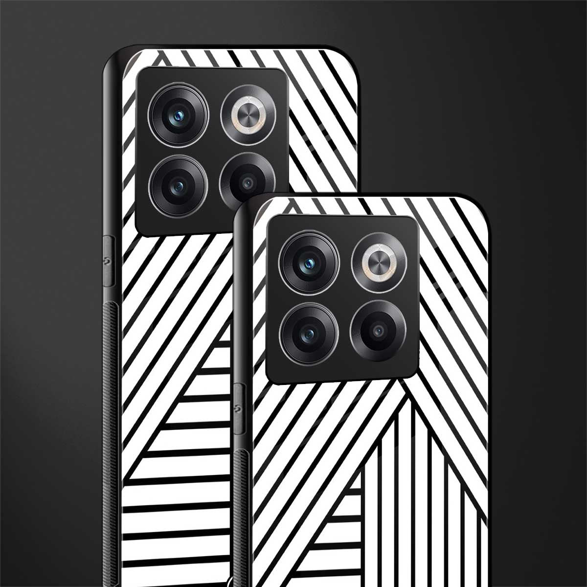 classic white black patten back phone cover | glass case for oneplus 10t