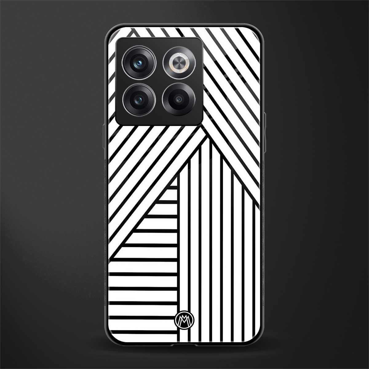 classic white black patten back phone cover | glass case for oneplus 10t