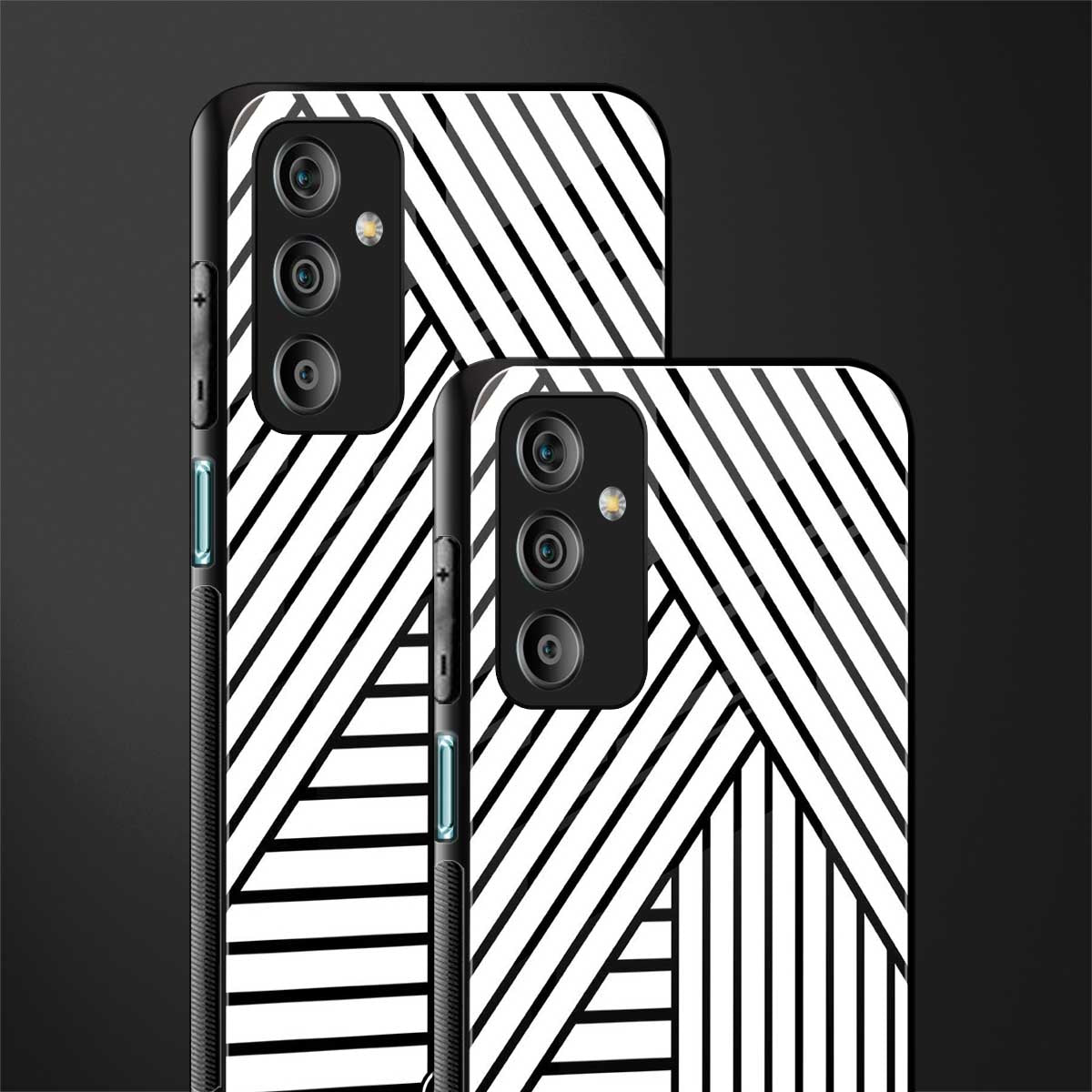 classic white black patten back phone cover | glass case for samsung galaxy f23 5g