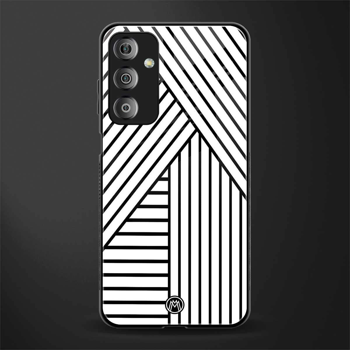 classic white black patten back phone cover | glass case for samsung galaxy f23 5g