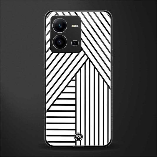 classic white black patten back phone cover | glass case for vivo v25-5g