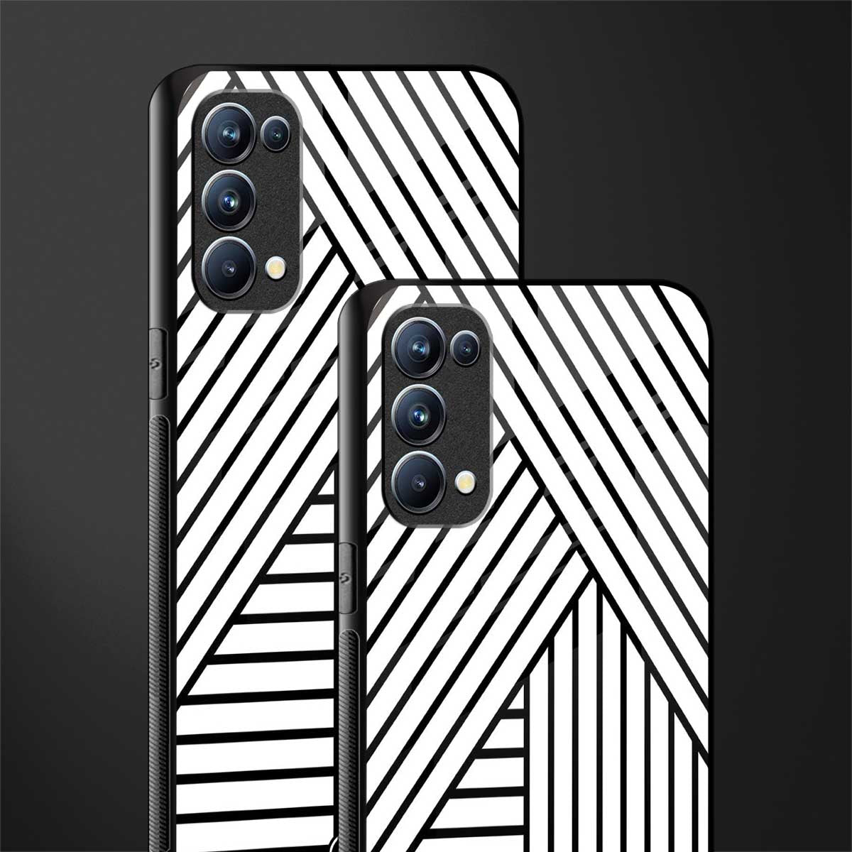 classic white black patten back phone cover | glass case for oppo reno 5