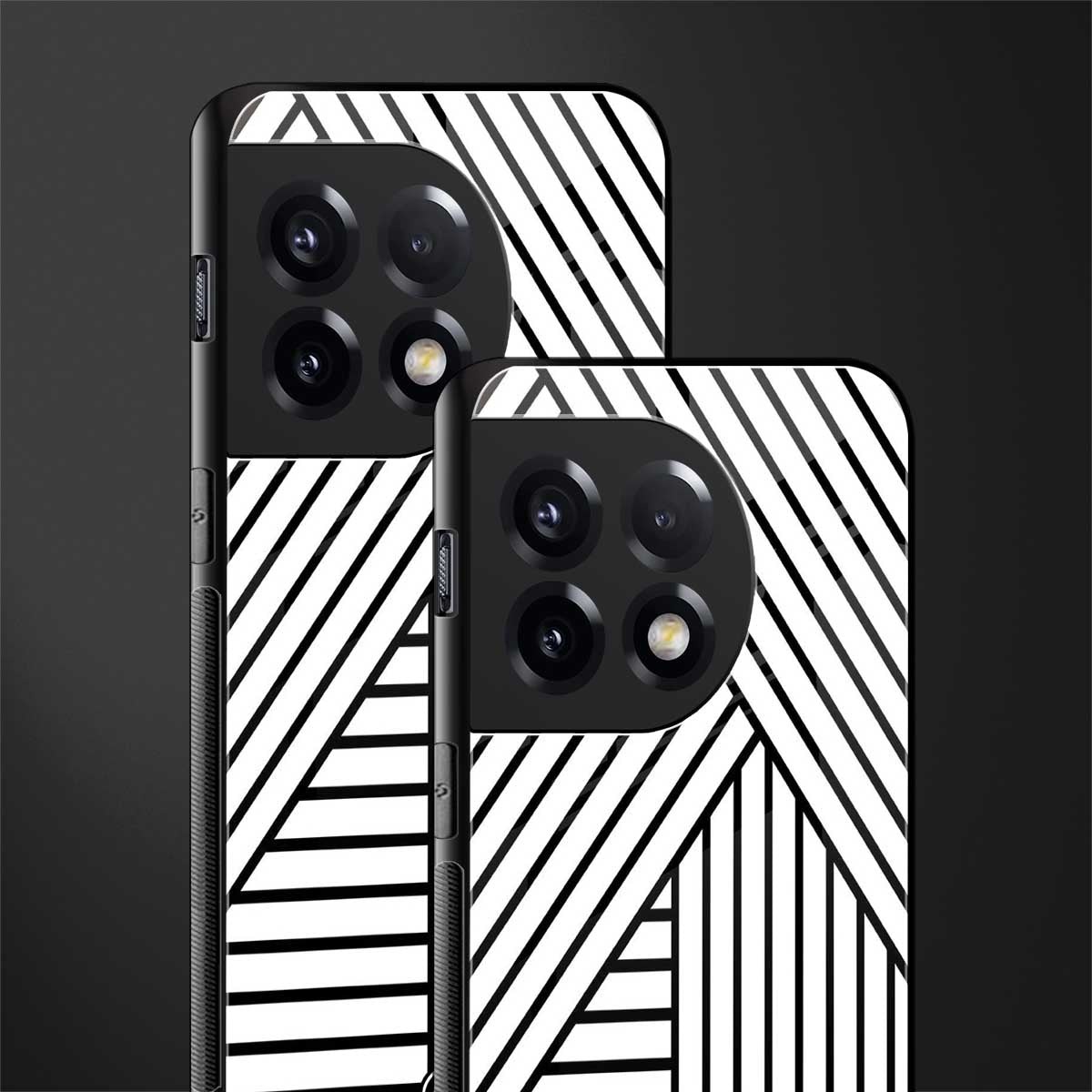 classic white black patten back phone cover | glass case for oneplus 11r