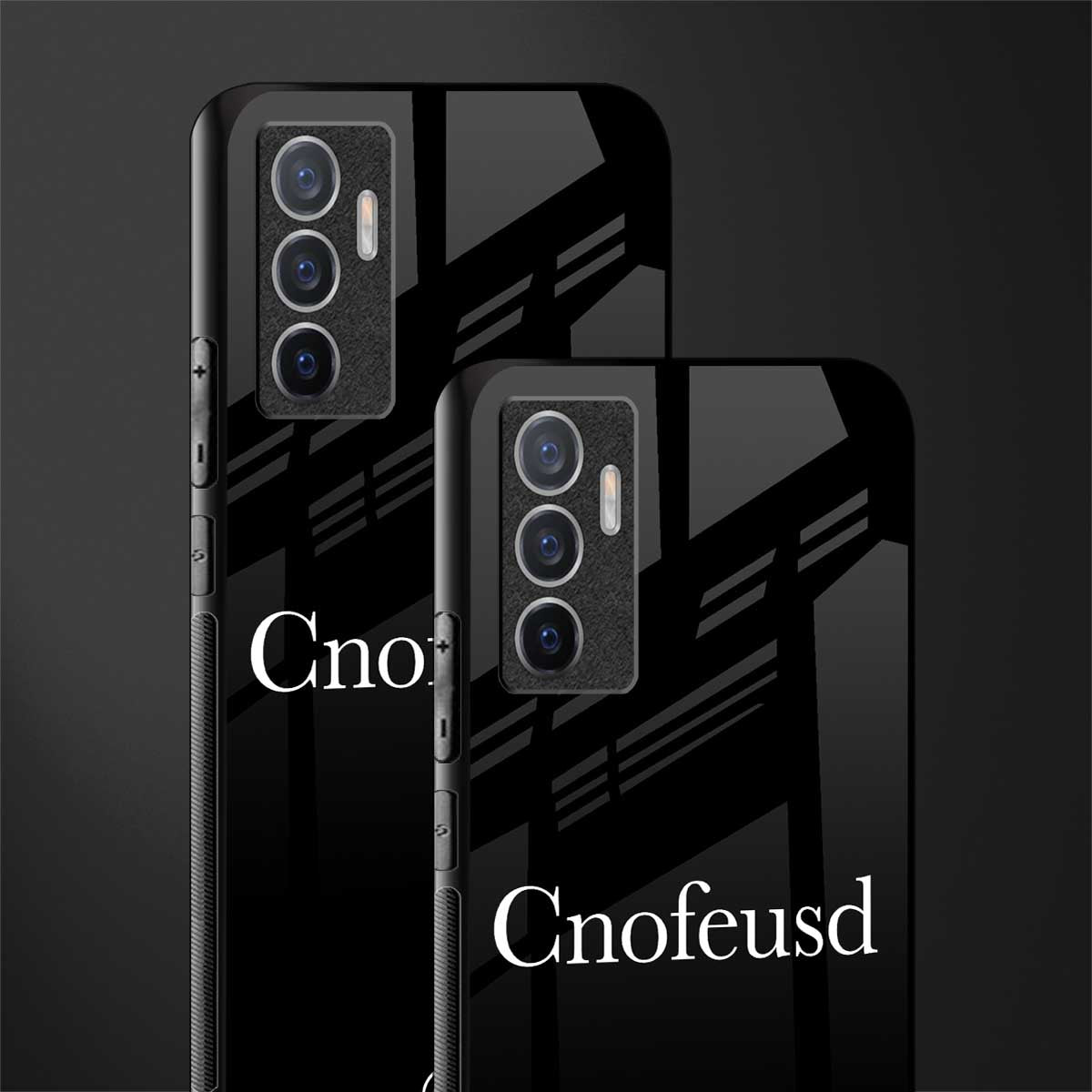 cnofeusd confused black glass case for vivo v23e image-2