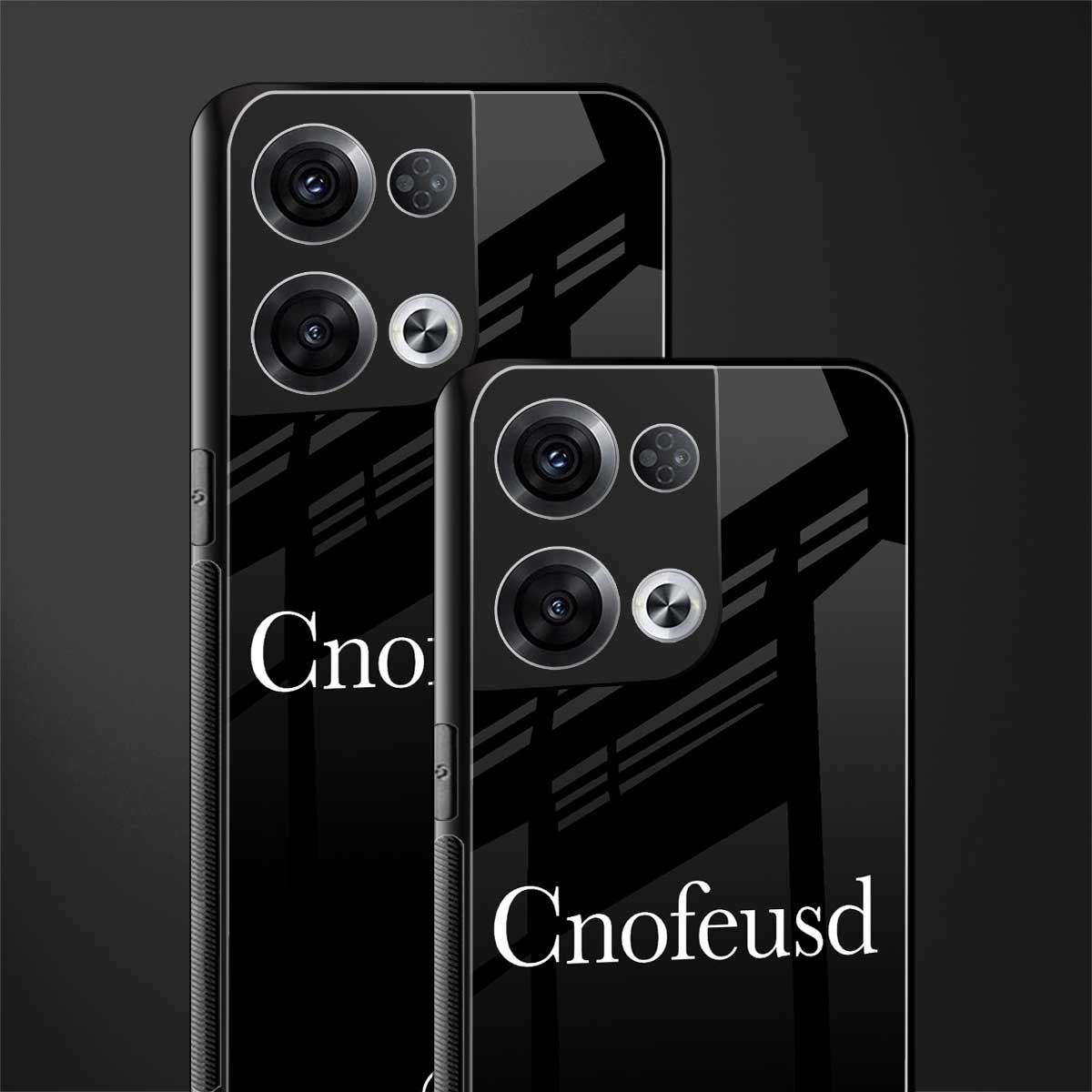 cnofeusd confused black back phone cover | glass case for oppo reno 8