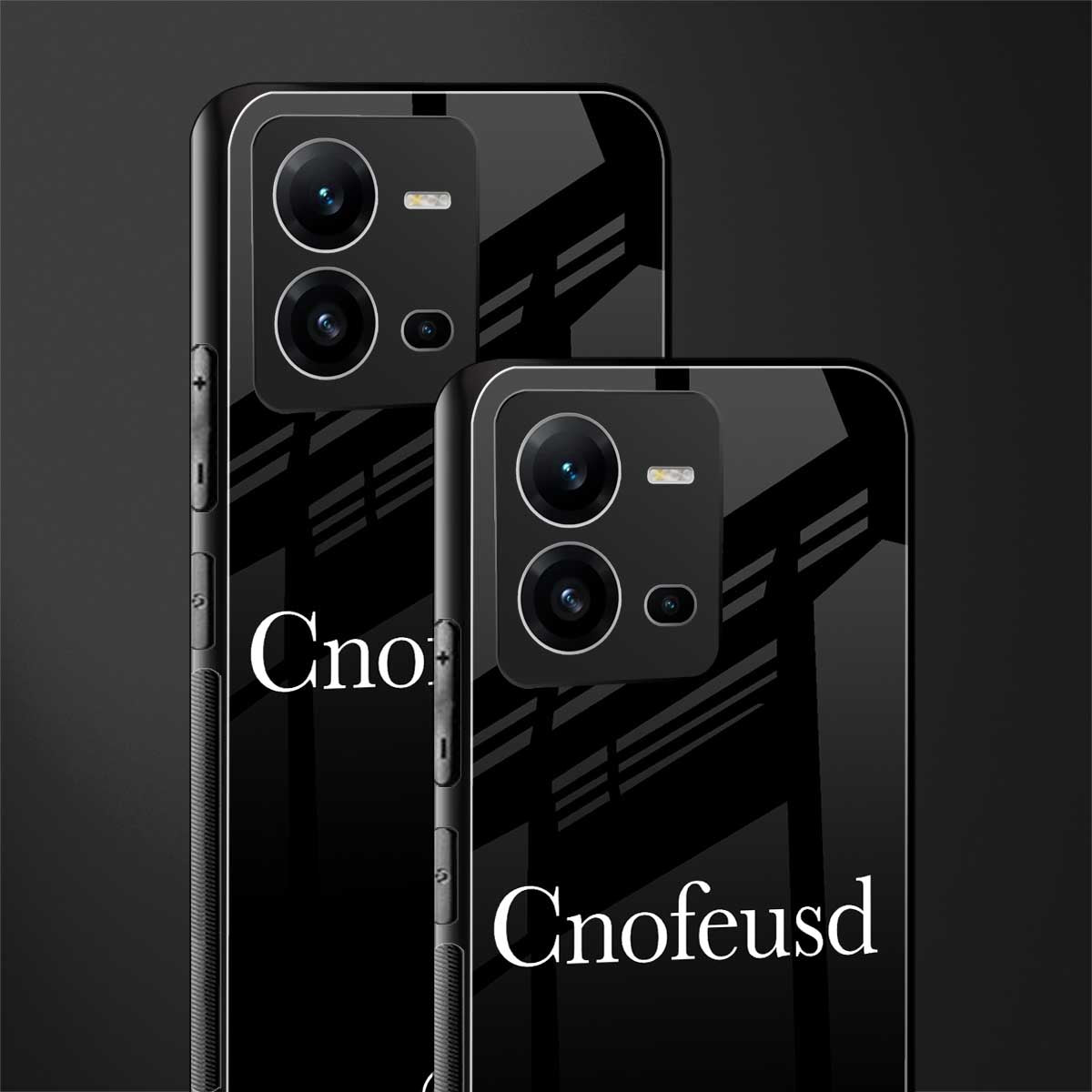 cnofeusd confused black back phone cover | glass case for vivo v25-5g