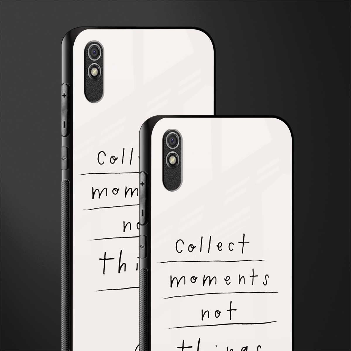 collect moments not things glass case for redmi 9a image-2