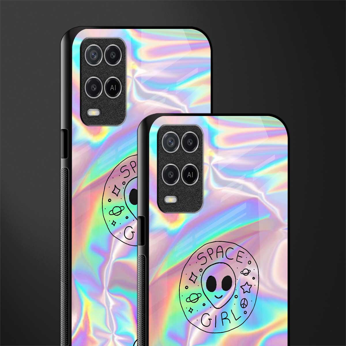 colorful alien glass case for oppo a54 image-2