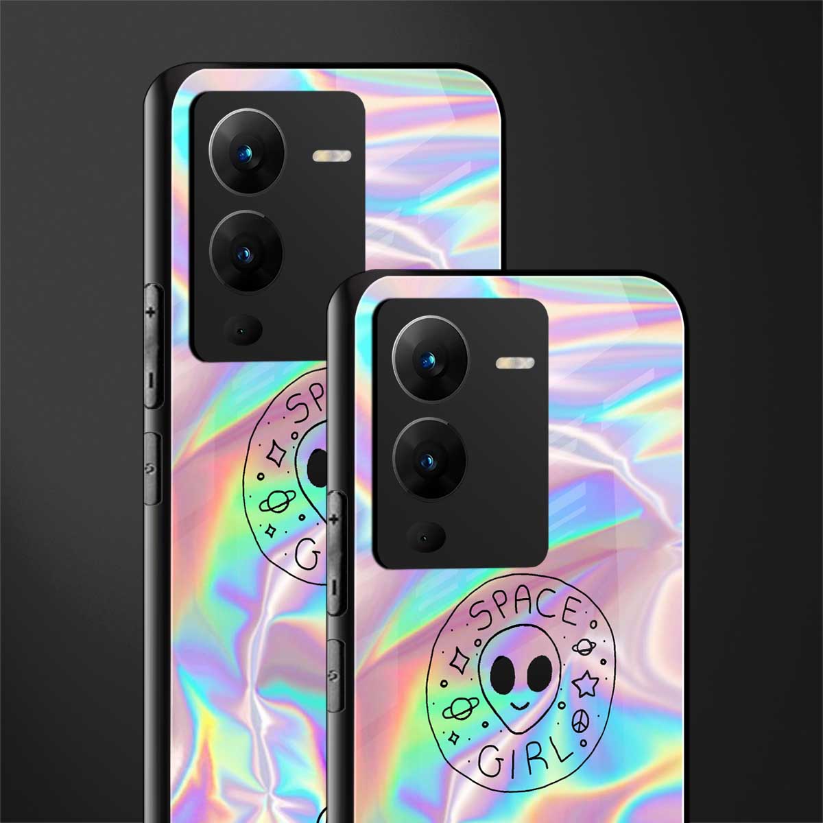 colorful alien back phone cover | glass case for vivo v25 pro 5g