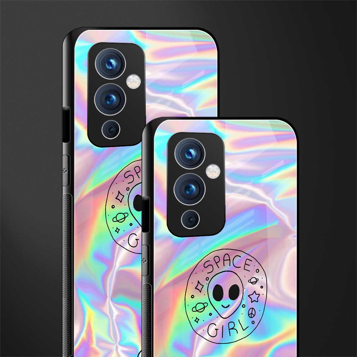 colorful alien back phone cover | glass case for oneplus 9