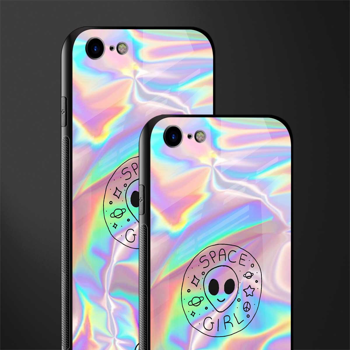 colorful alien glass case for iphone se 2020 image-2
