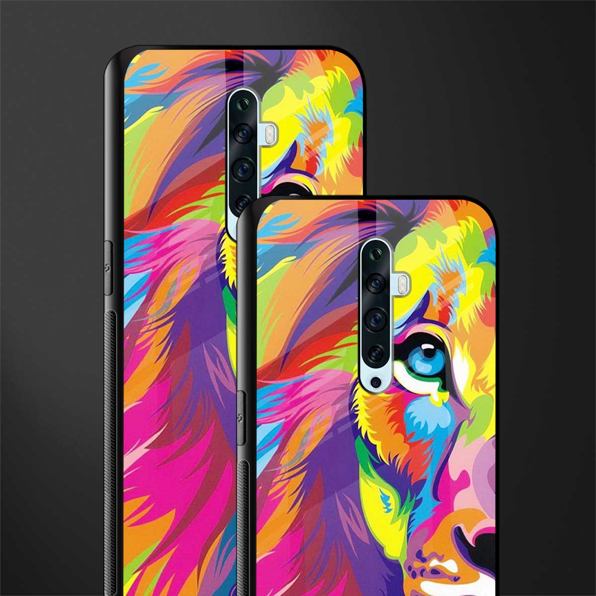 colourful fierce lion glass case for oppo reno 2f image-2