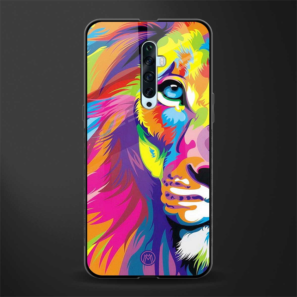 colourful fierce lion glass case for oppo reno 2f image