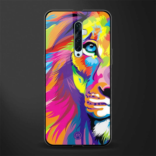 colourful fierce lion glass case for oppo reno 2f image