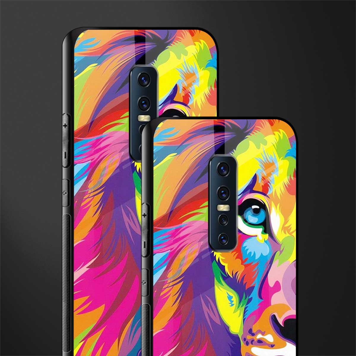 colourful fierce lion glass case for vivo v17 pro image-2