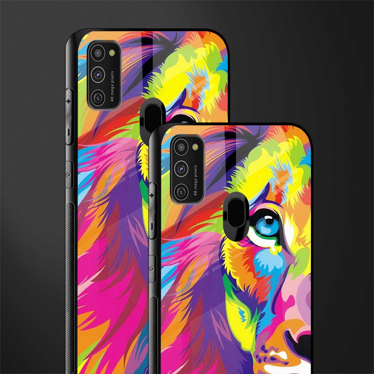 colourful fierce lion glass case for samsung galaxy m21 image-2