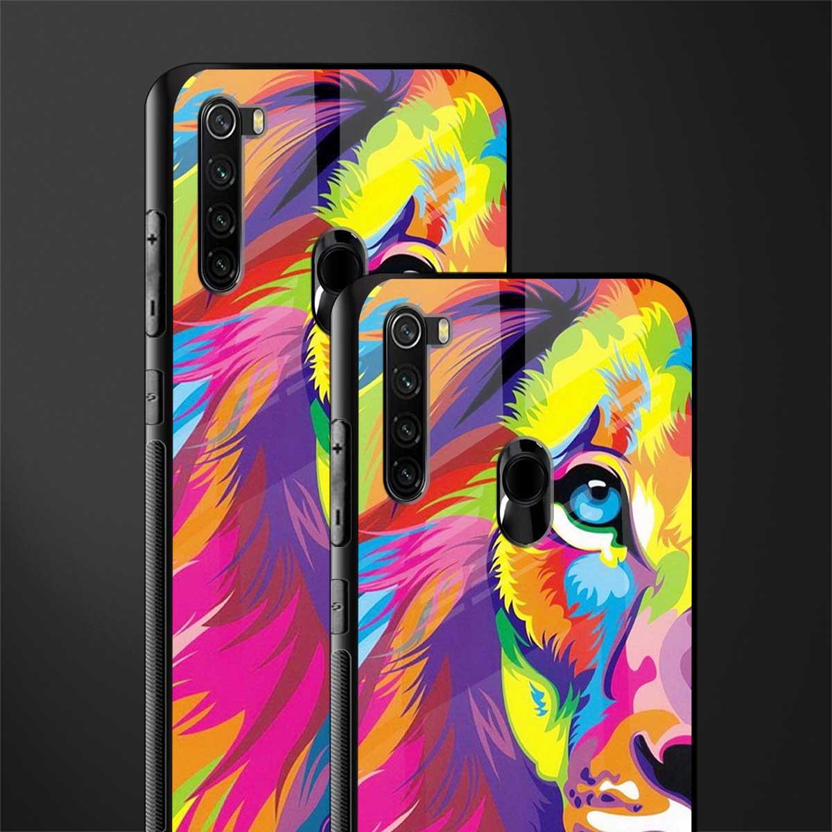 colourful fierce lion glass case for redmi note 8 image-2