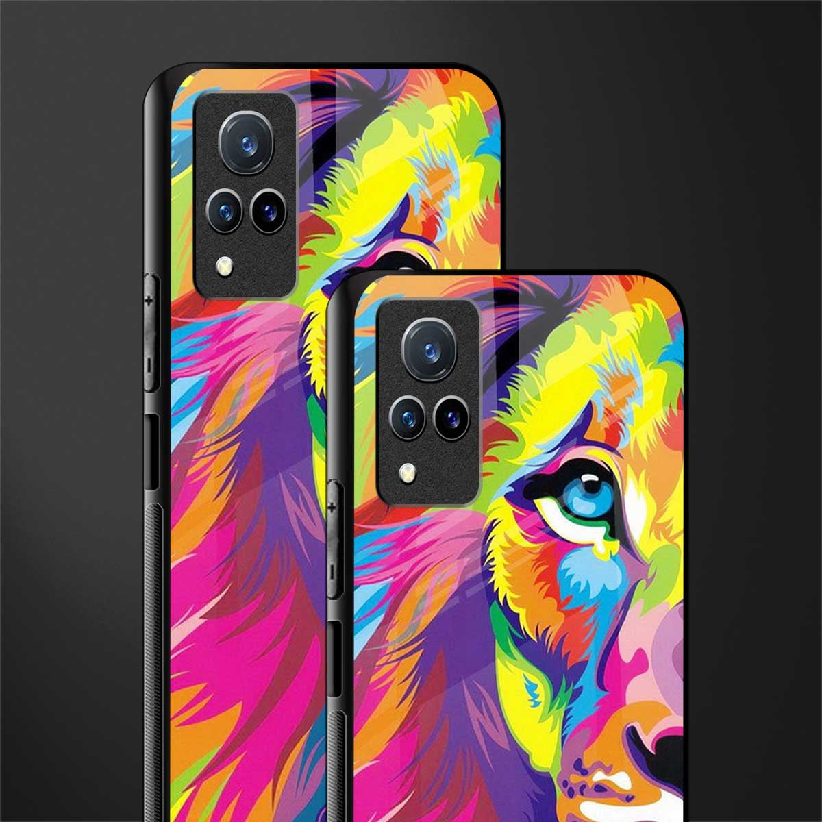 colourful fierce lion glass case for vivo v21 5g image-2