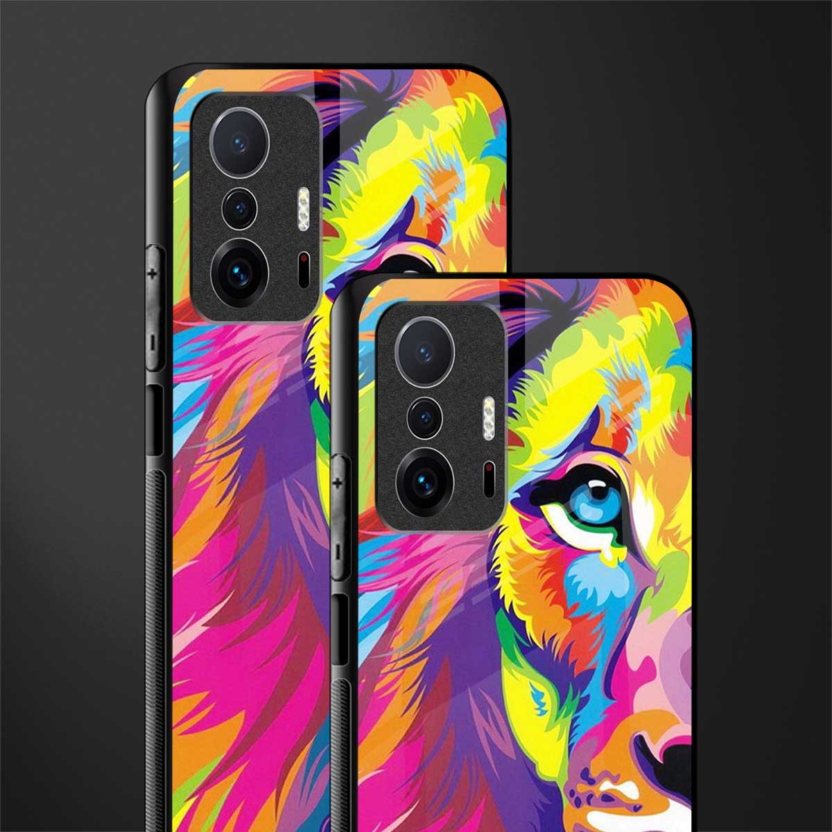 colourful fierce lion glass case for mi 11t pro 5g image-2