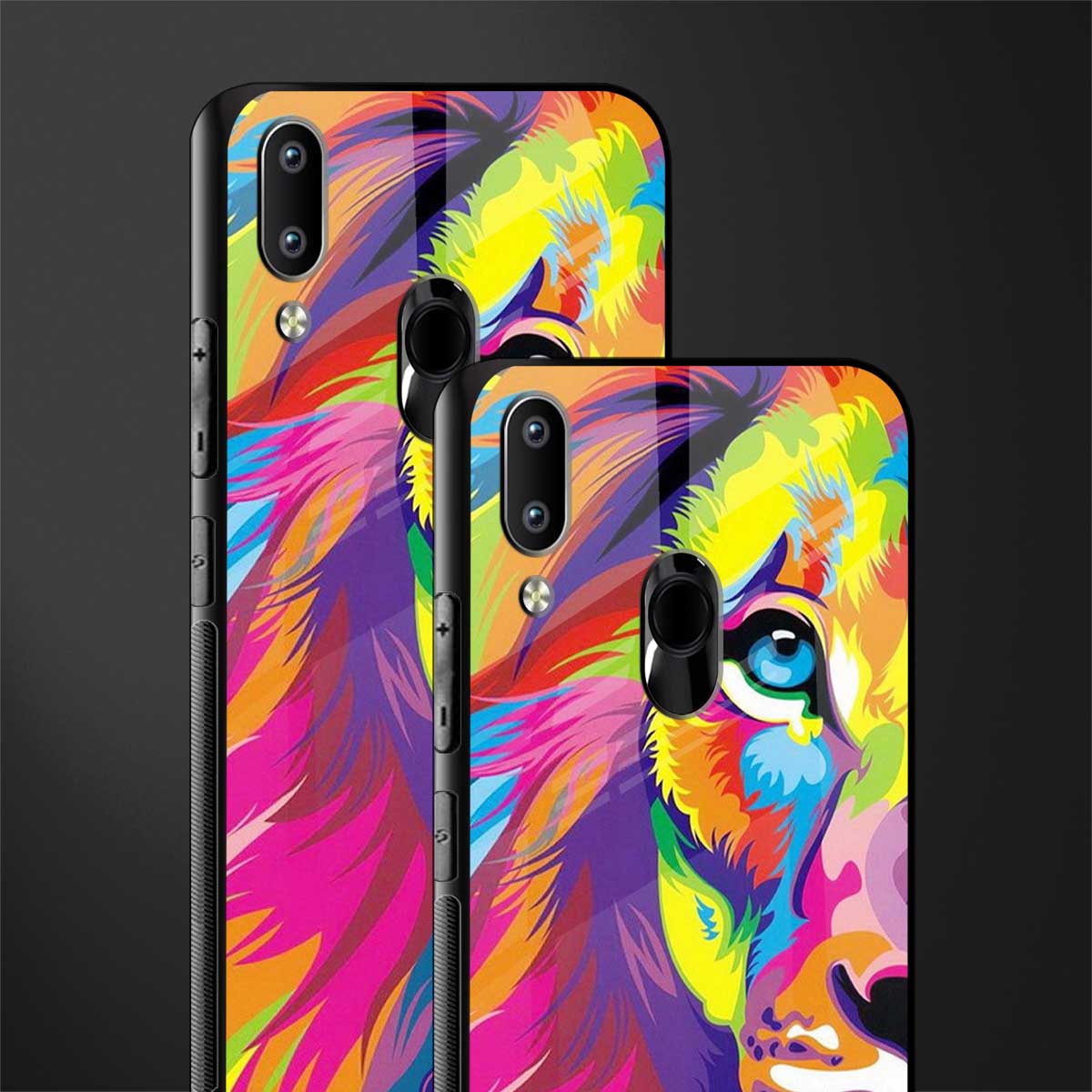 colourful fierce lion glass case for vivo y91 image-2