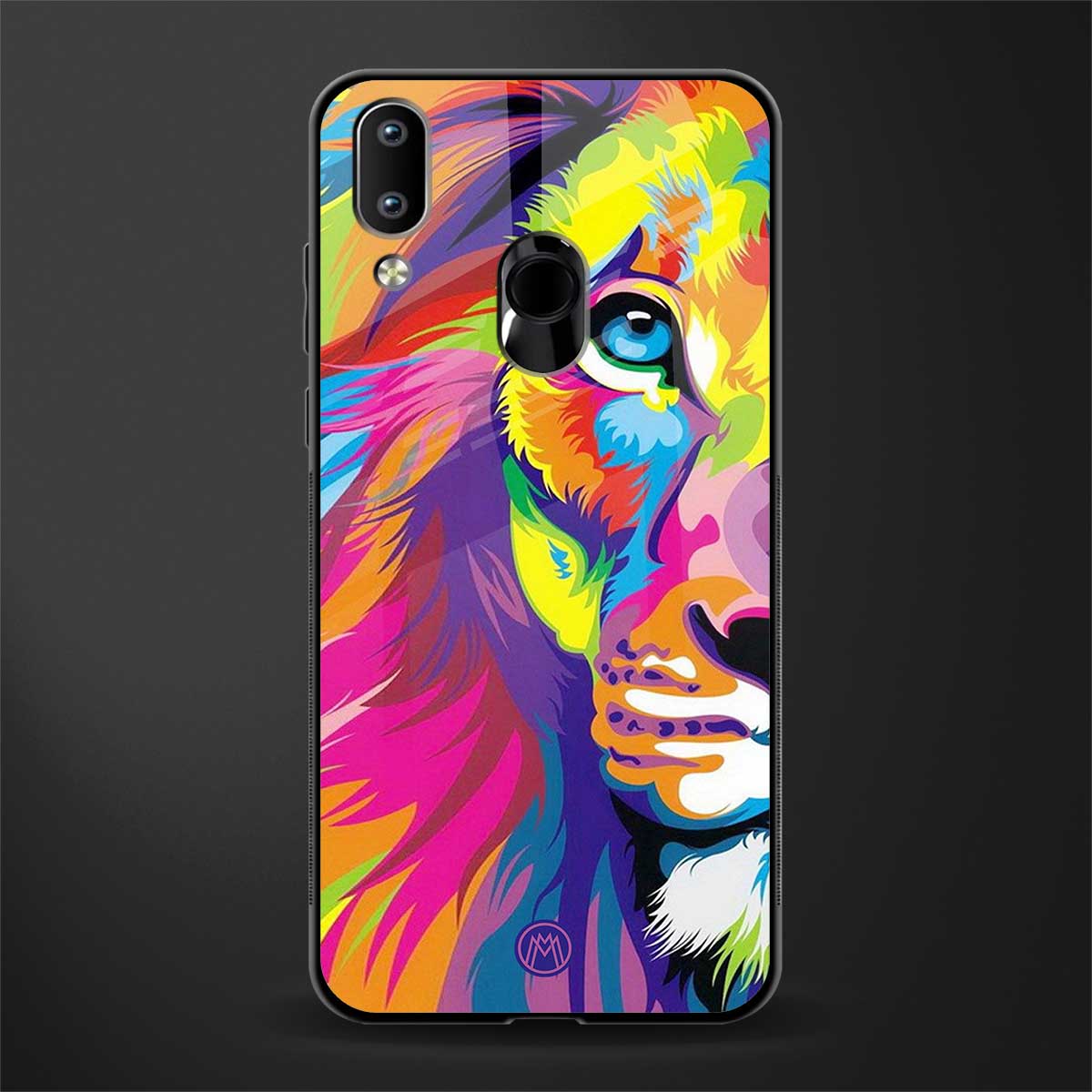 colourful fierce lion glass case for vivo y91 image