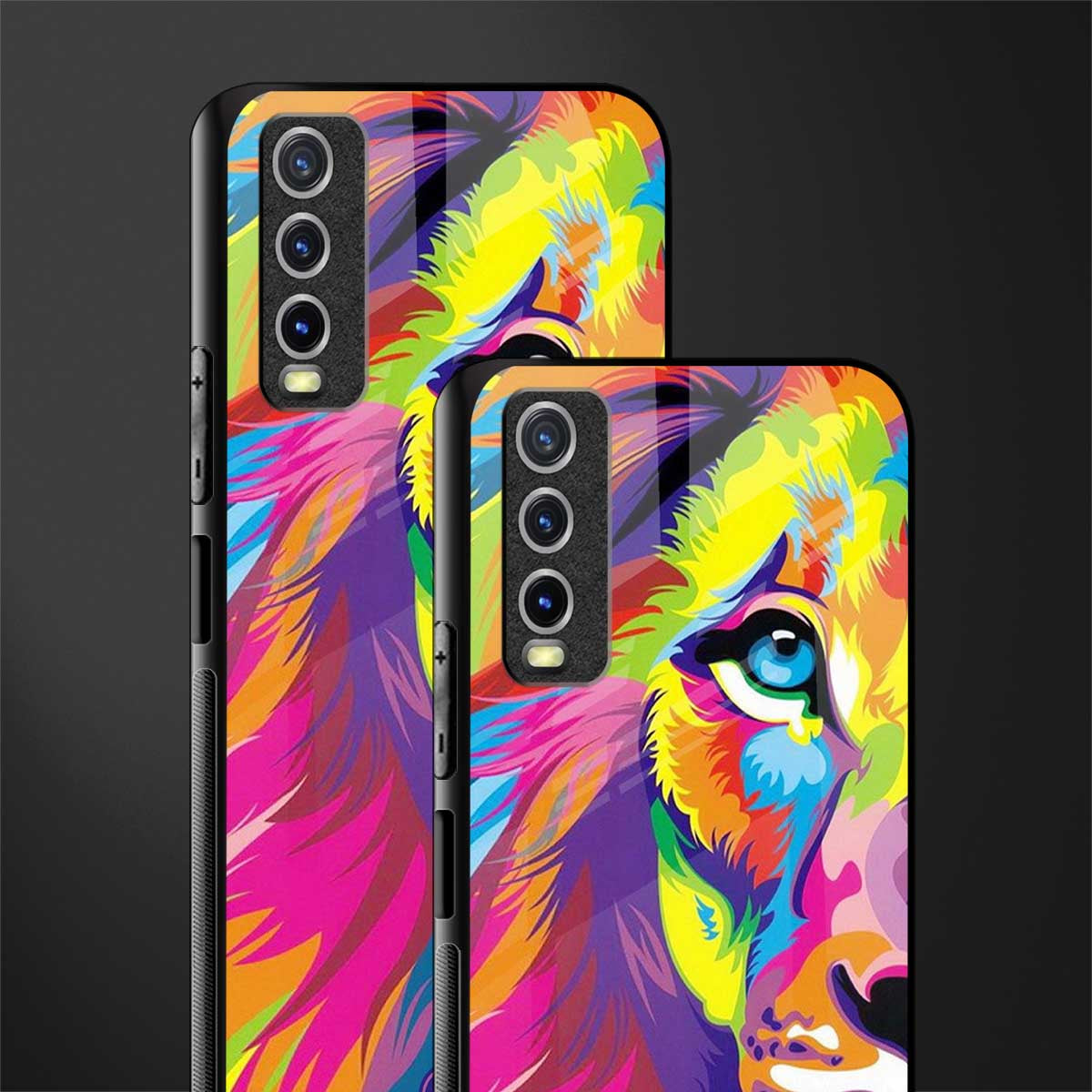 colourful fierce lion glass case for vivo y20 image-2