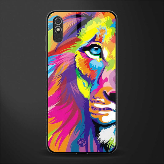 colourful fierce lion glass case for redmi 9a image