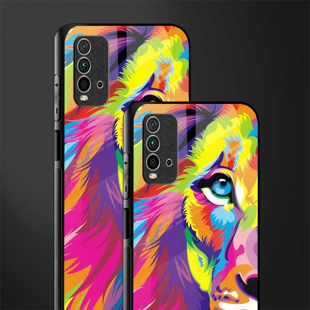 colourful fierce lion glass case for redmi 9 power image-2