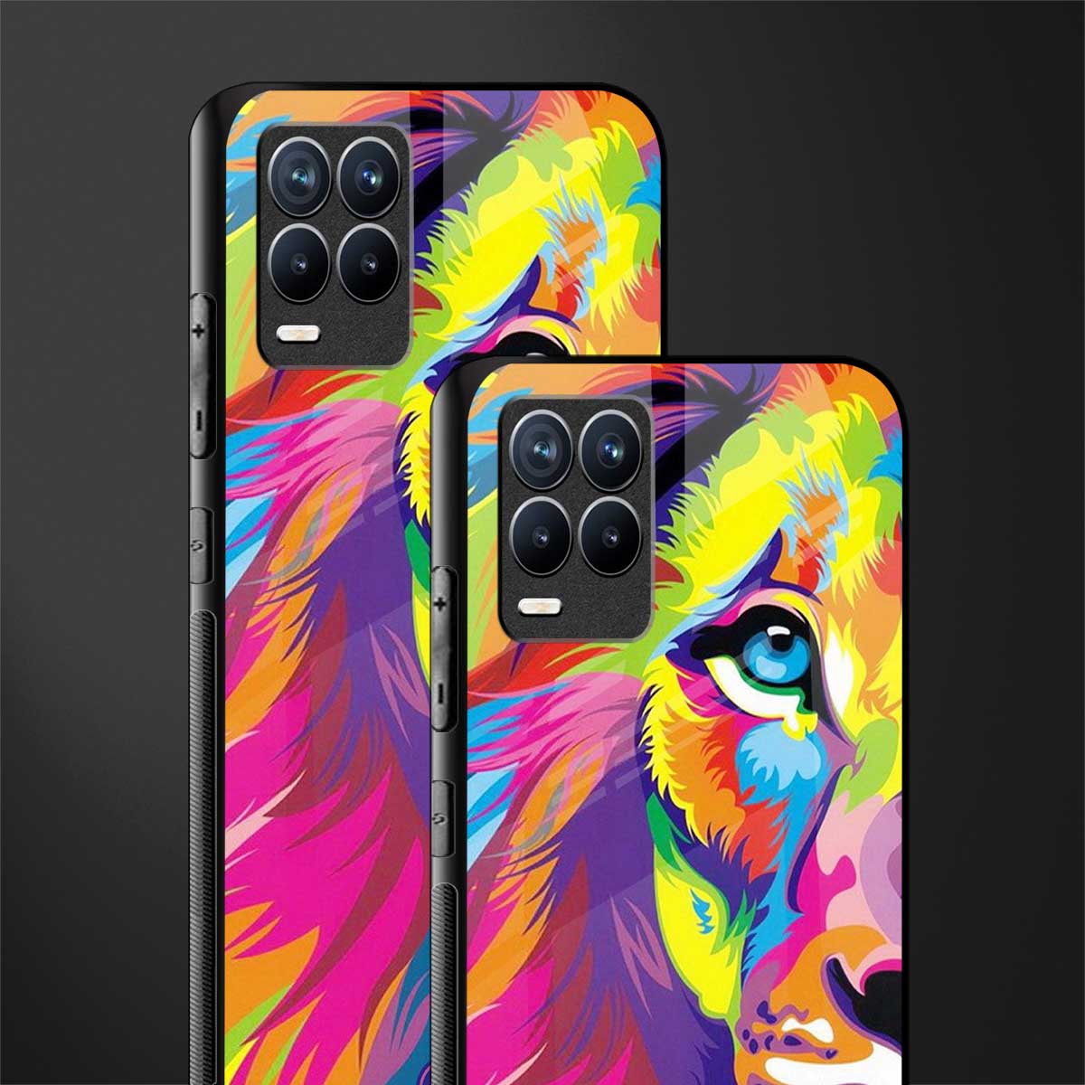 colourful fierce lion glass case for realme 8 4g image-2