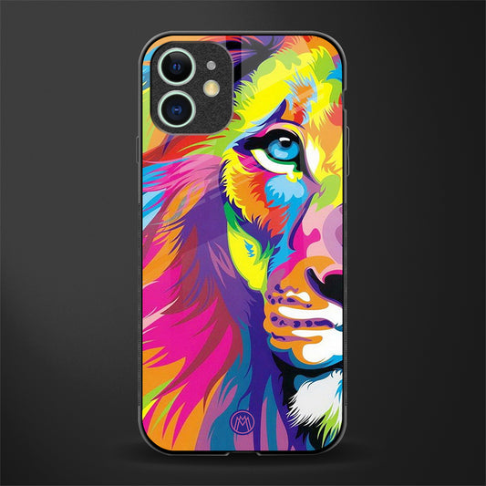 colourful fierce lion glass case for iphone 11 image