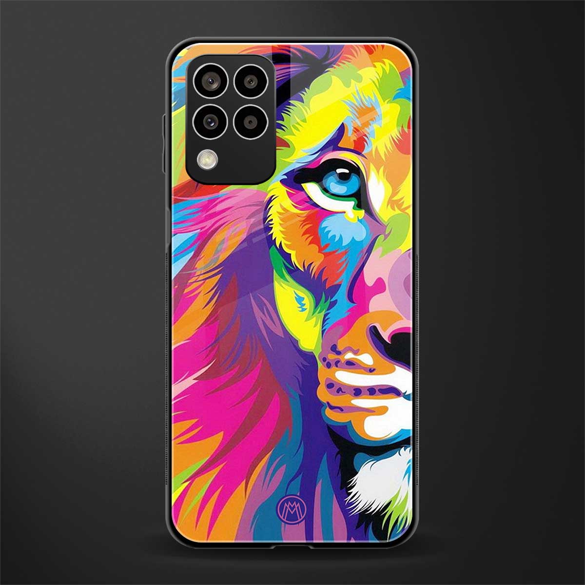 colourful fierce lion back phone cover | glass case for samsung galaxy m33 5g