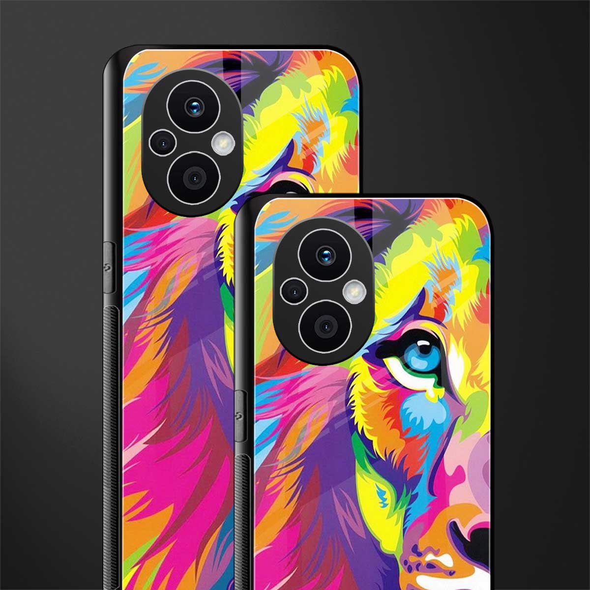 colourful fierce lion back phone cover | glass case for oppo f21 pro 5g