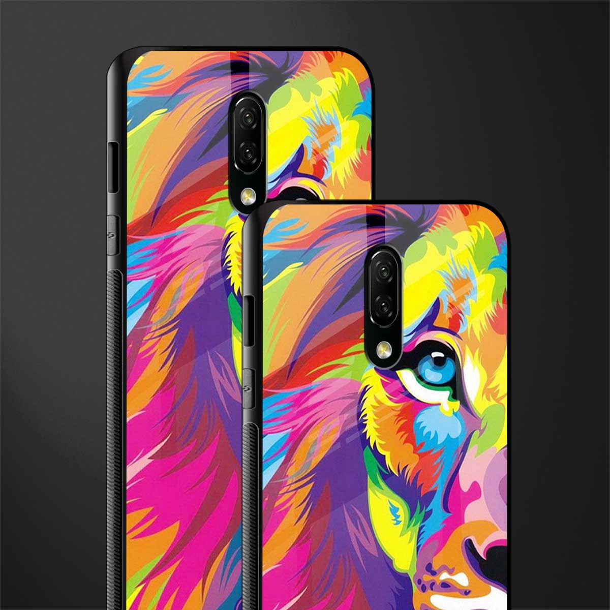 colourful fierce lion glass case for oneplus 7 image-2