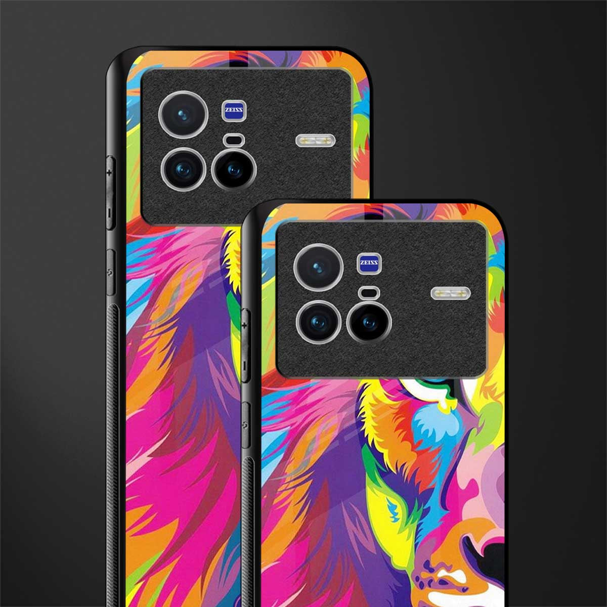 colourful fierce lion glass case for vivo x80 image-2