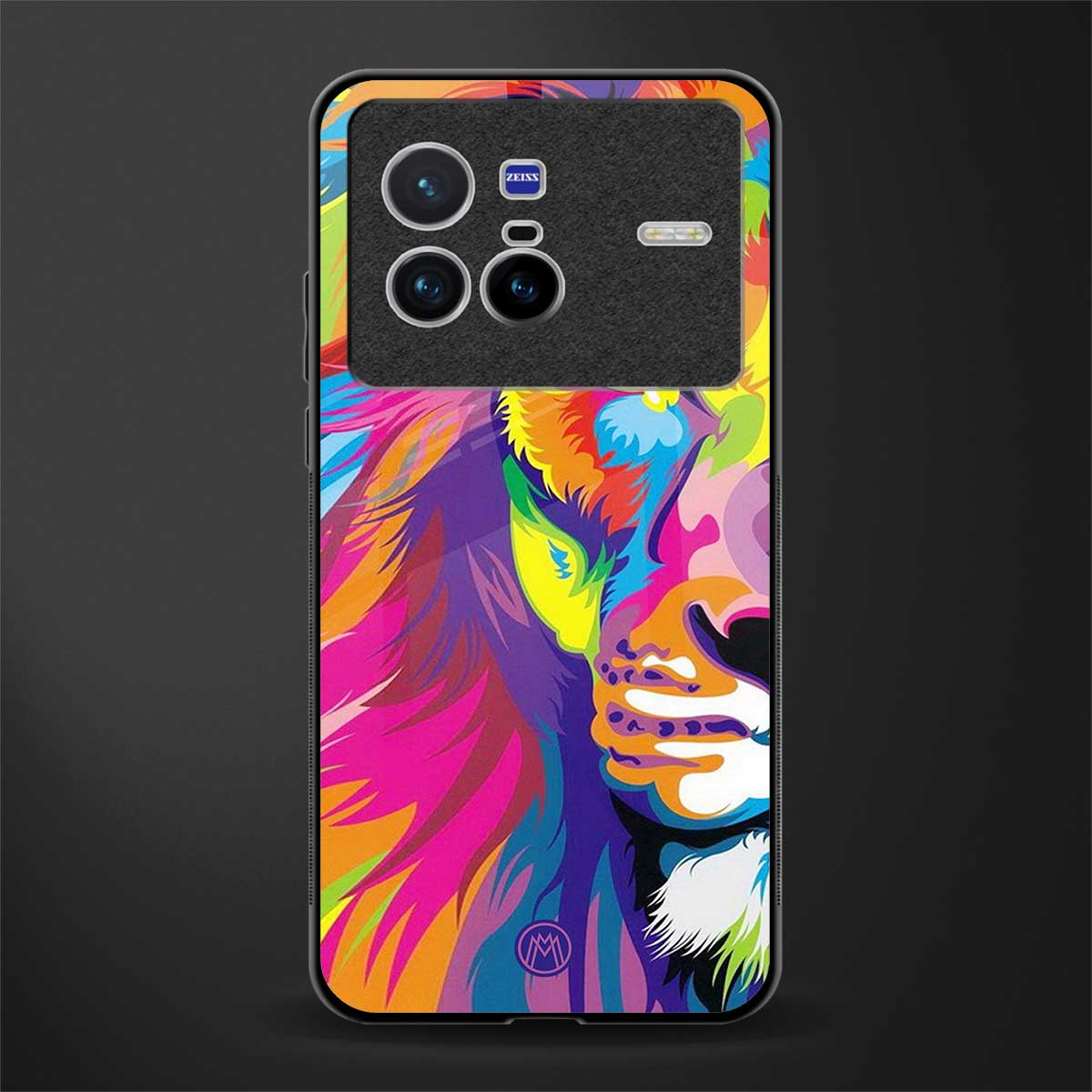 colourful fierce lion glass case for vivo x80 image